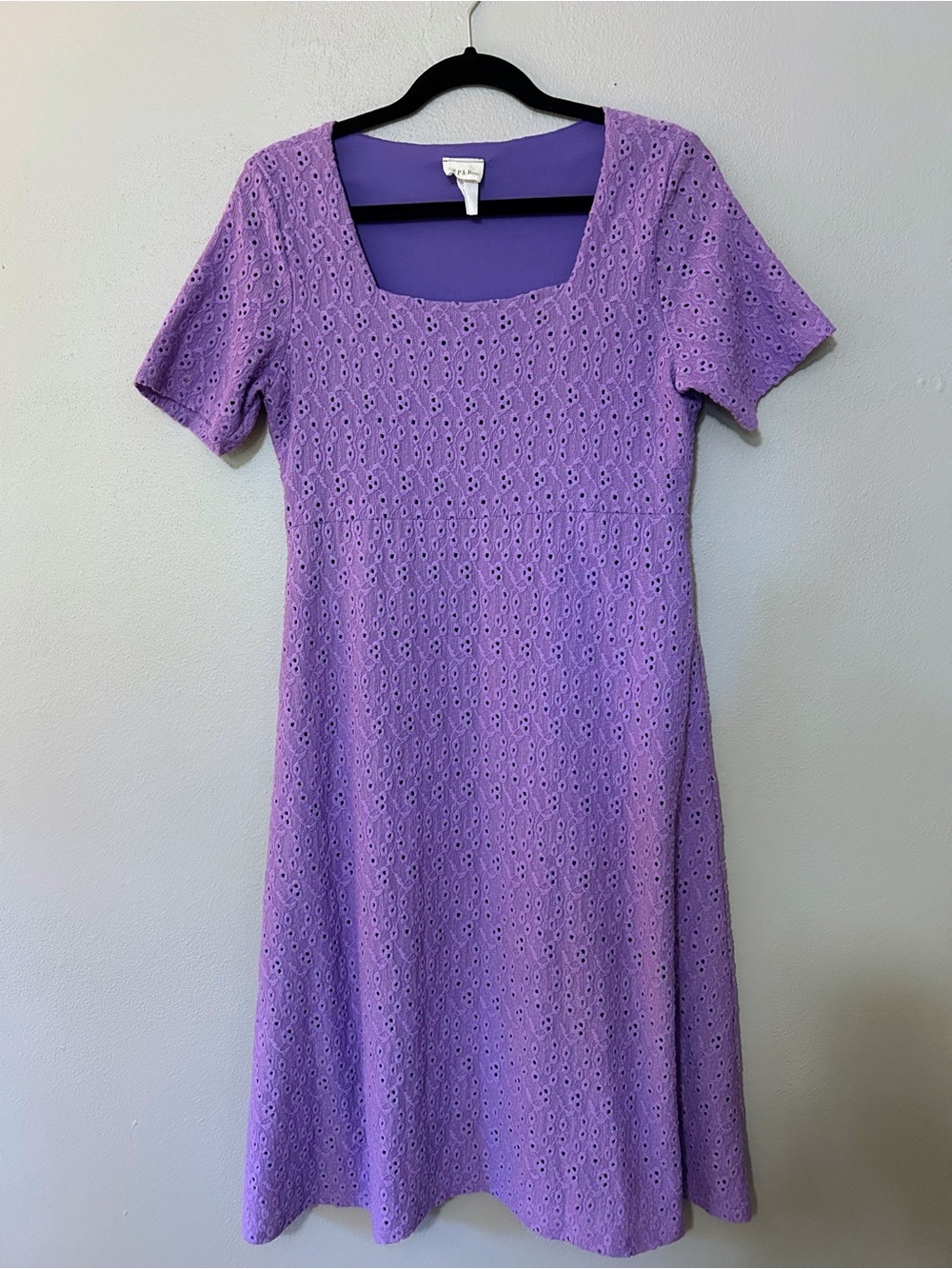 P&Rose Vintage Lavender Eyelet A-Line Dress Size Medium